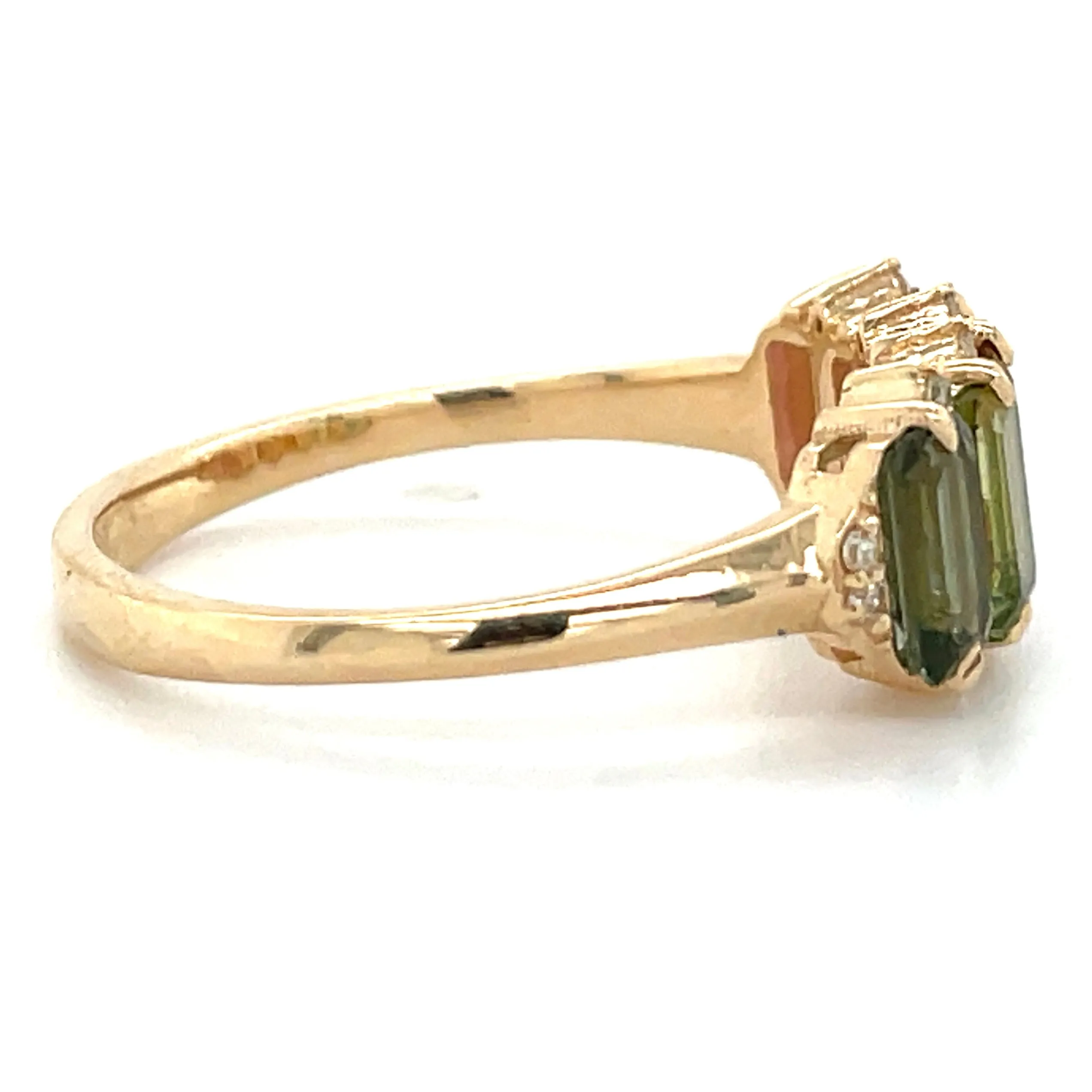 14ct Yellow Gold Earth Grown Rainbow Tourmaline & Diamond Ring