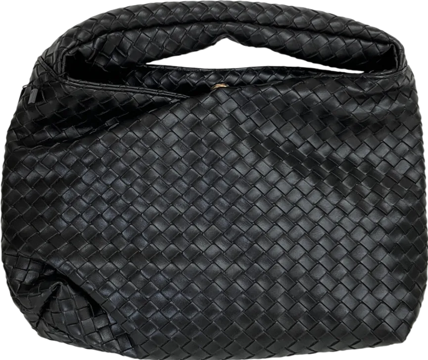 boohoo Black Woven Leather Look Grab Bag One Size