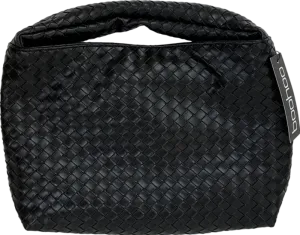 boohoo Black Woven Leather Look Grab Bag One Size