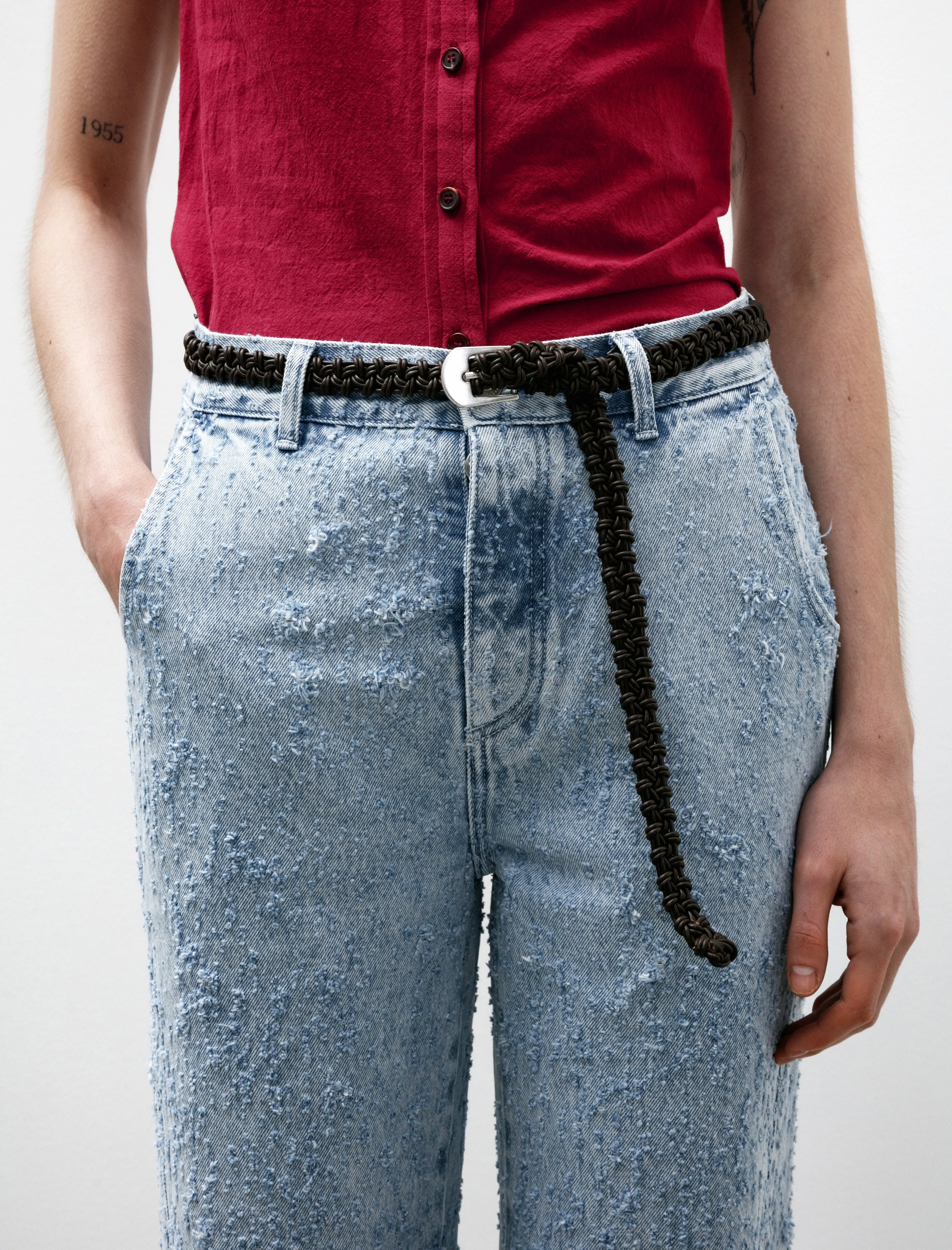 Braided Leather Belt Brown