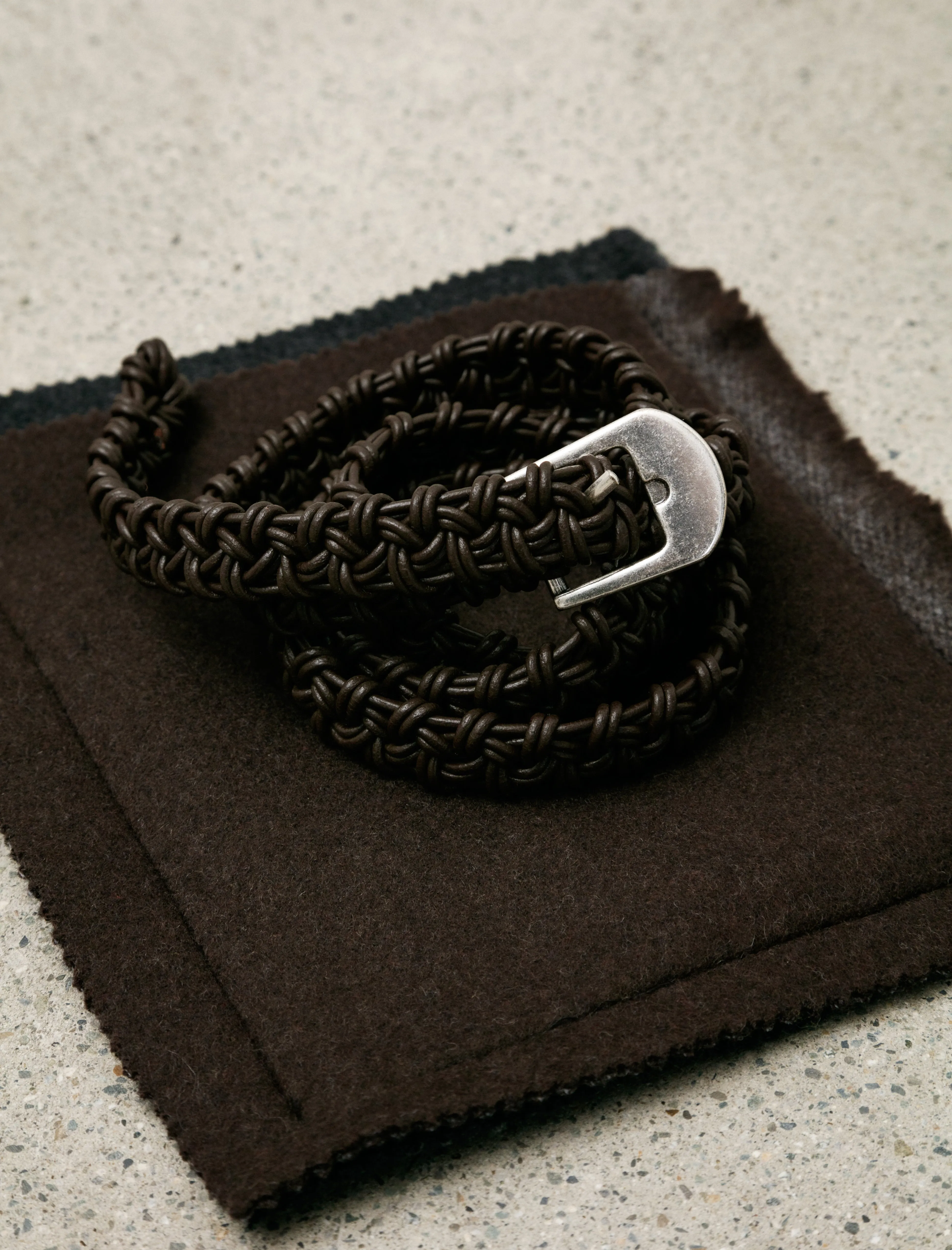 Braided Leather Belt Brown