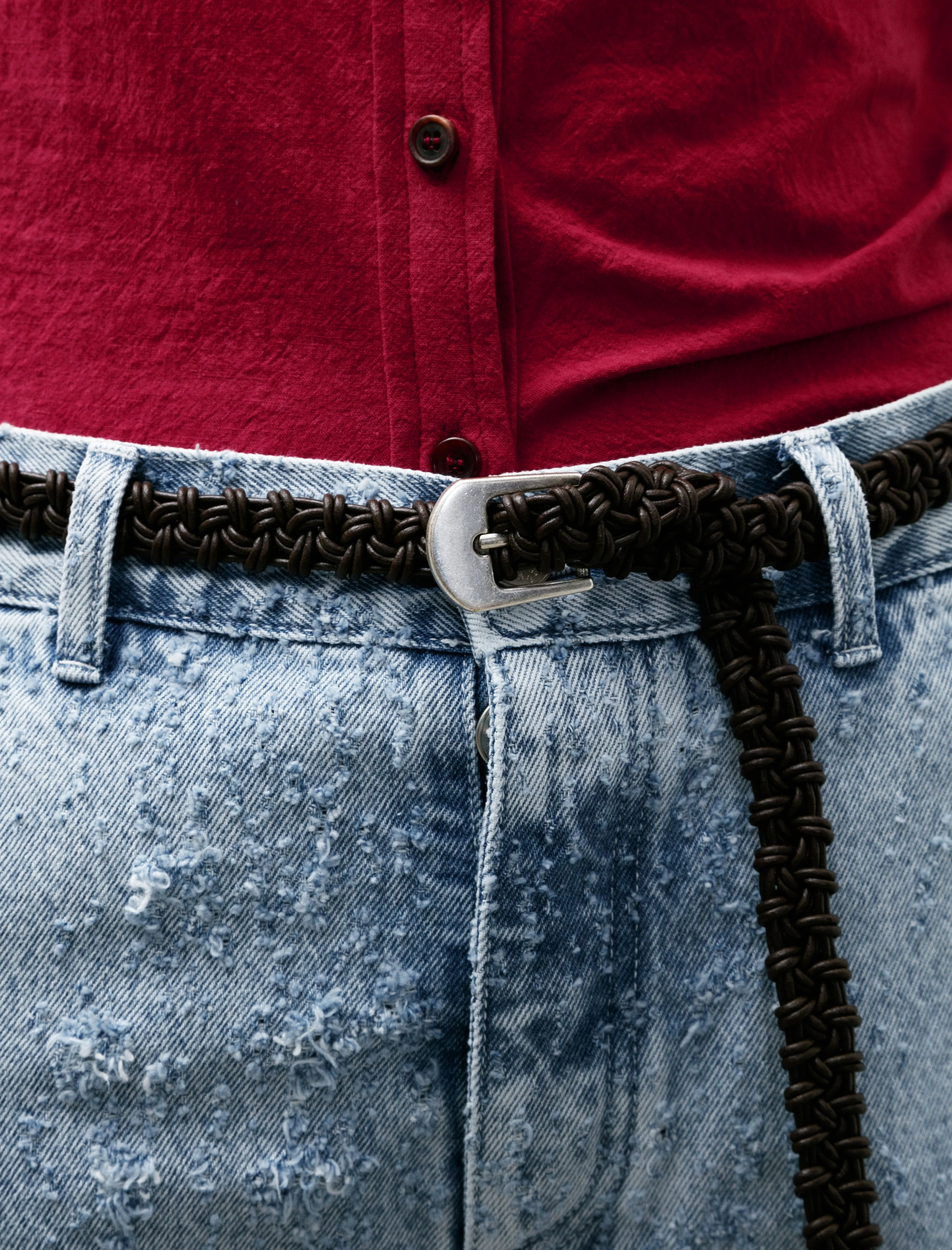 Braided Leather Belt Brown