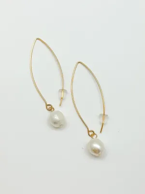 Brittany Pearl Drop Earrings-Gold