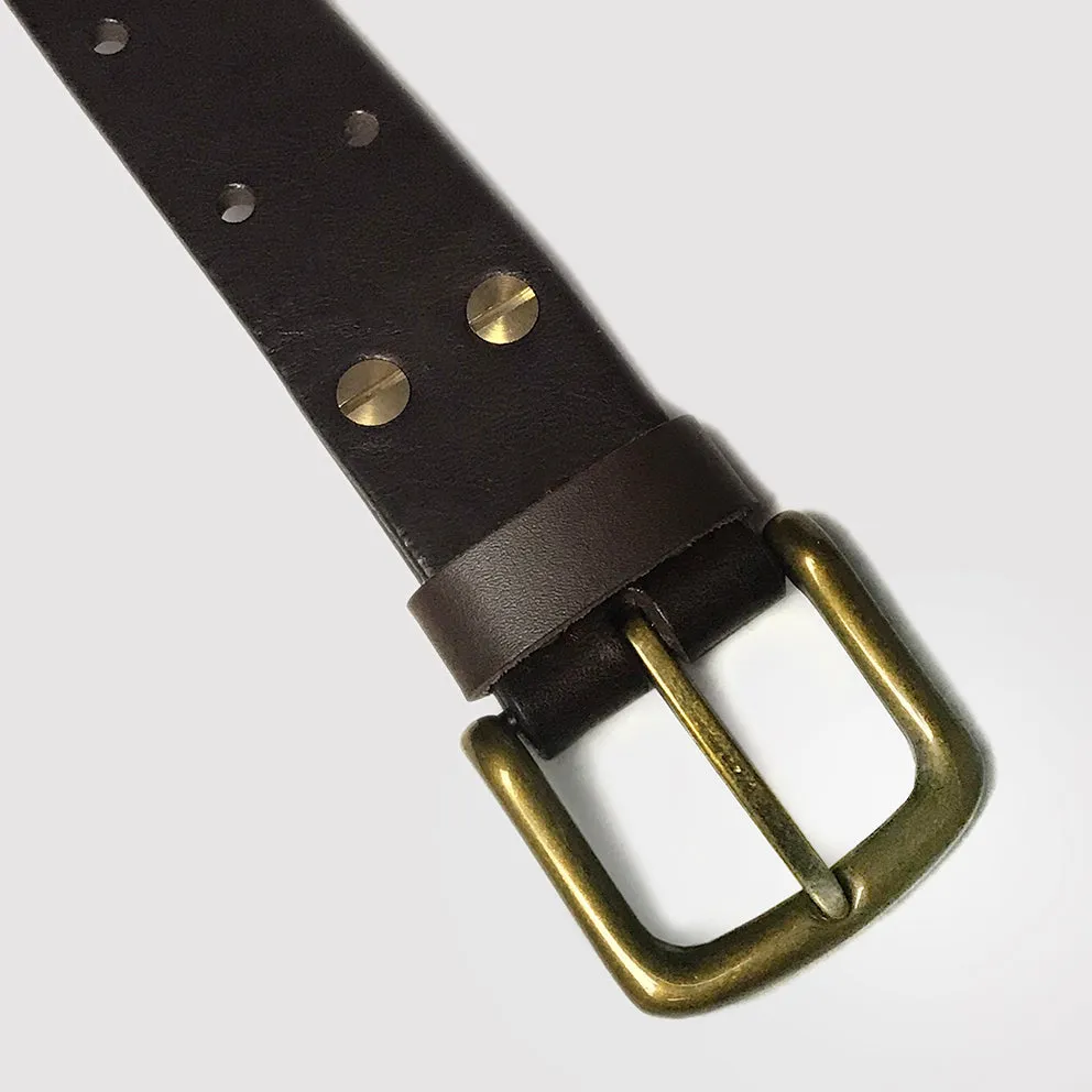 BZEN STRAP LEATHER BELT- BROWN