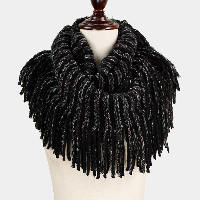 iLLASPARKZ Chunky Knit Tassel Fringe Infinity Scarf