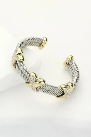 Lots Of Detail Double Cable Silver Bracelet