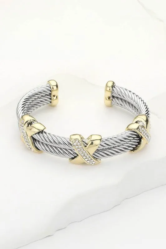 Lots Of Detail Double Cable Silver Bracelet