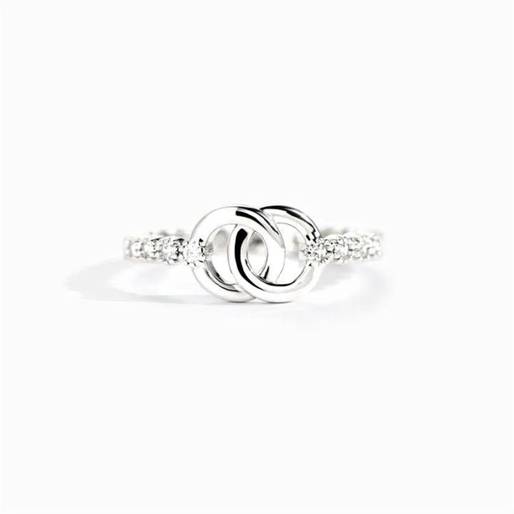 Mother &amp; Daughter Two Rings Linked Ring With Card for Women Girls Creative Aesthetic Forever Loved Zricon Open Ring Jewelry Gift