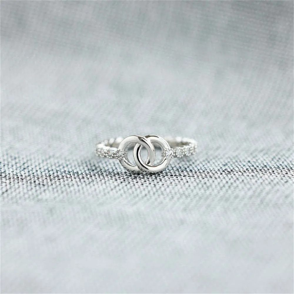 Mother &amp; Daughter Two Rings Linked Ring With Card for Women Girls Creative Aesthetic Forever Loved Zricon Open Ring Jewelry Gift