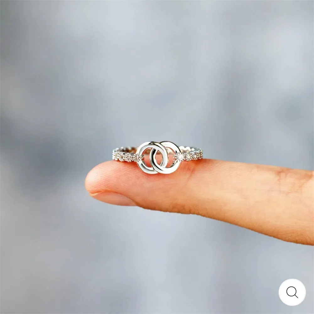 Mother &amp; Daughter Two Rings Linked Ring With Card for Women Girls Creative Aesthetic Forever Loved Zricon Open Ring Jewelry Gift