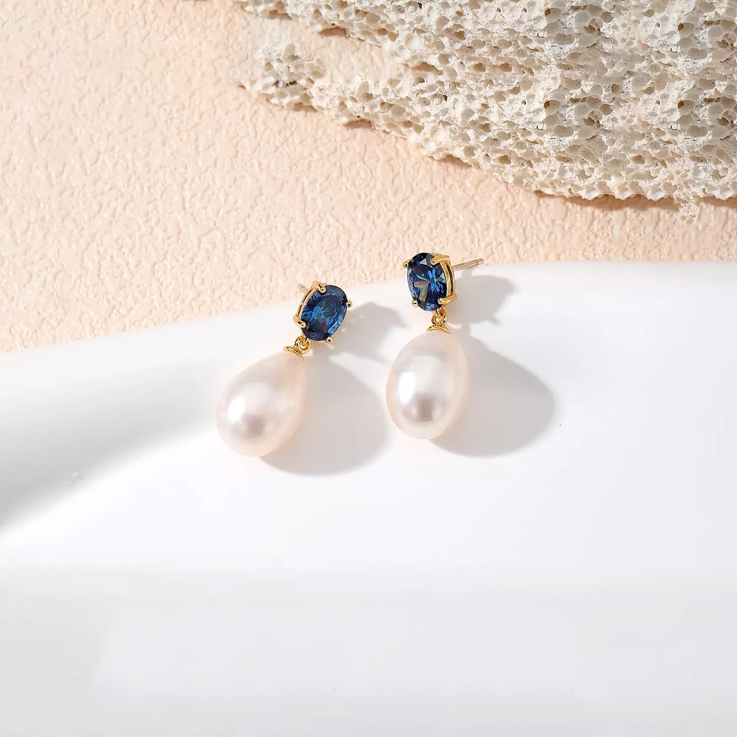 Pearl Drop Earrings Cubic Zirconia Stone Simulated Diamond Earrings for Prom, Bridesmaids, Birthday Women Jewelry