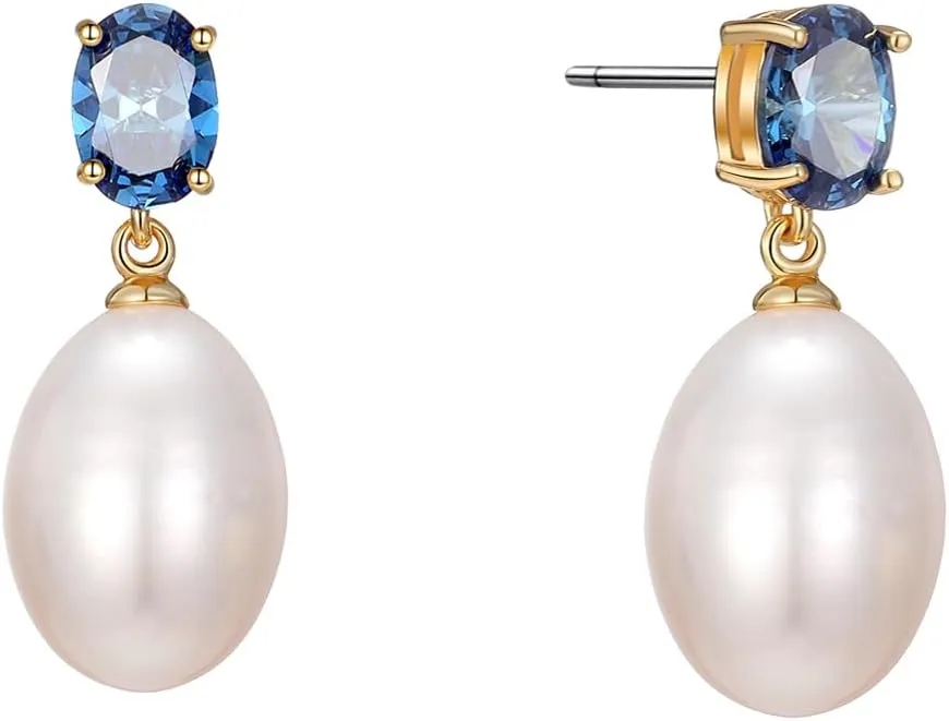 Pearl Drop Earrings Cubic Zirconia Stone Simulated Diamond Earrings for Prom, Bridesmaids, Birthday Women Jewelry