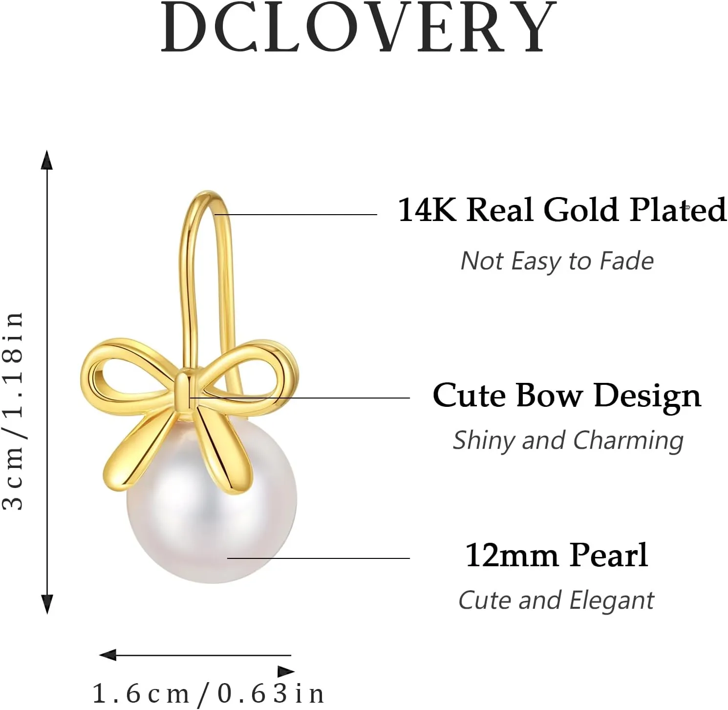 Pearl Earrings for Women Cute Bow Pearl Drop Earrings Elegant Hypoallergenic Gold Jewelry for Women