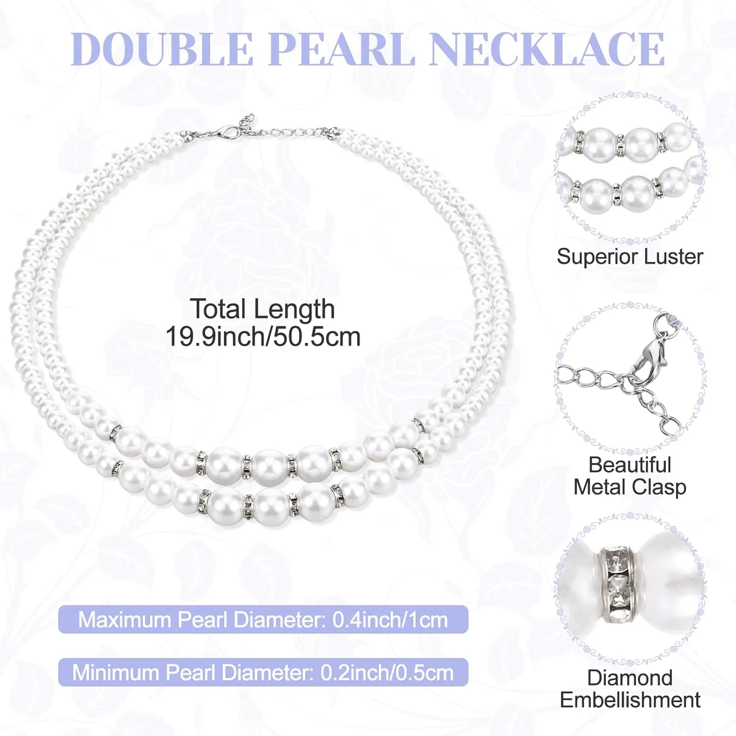 Pearl Jewelry Set for Women, White Pearl Necklace And Earring Set Bracelets for Women
