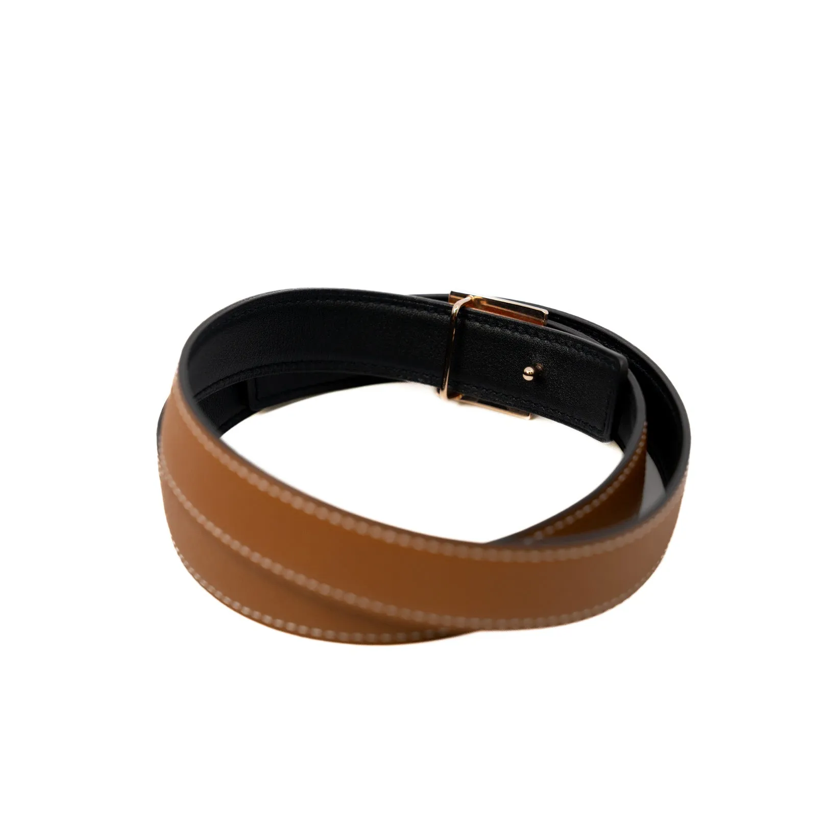 Reversible 24mm Eileen Belt In Epsom/Swift Gold/Black RGHW Size 75