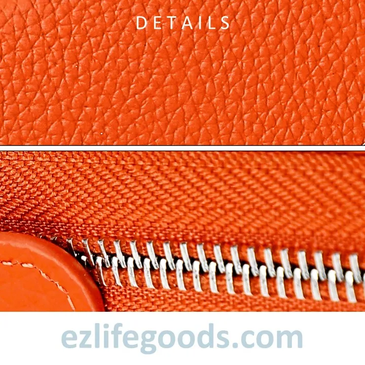 RFID Long Wallet, Genuine Leather Zipper Wallet for Women with Many Cardholders, Phone Wallet Purse