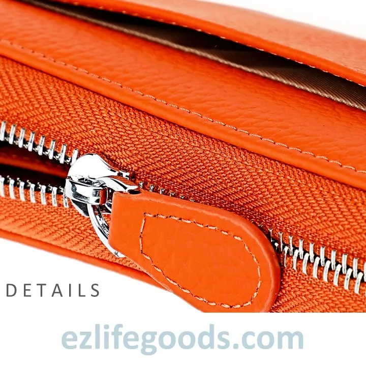 RFID Long Wallet, Genuine Leather Zipper Wallet for Women with Many Cardholders, Phone Wallet Purse