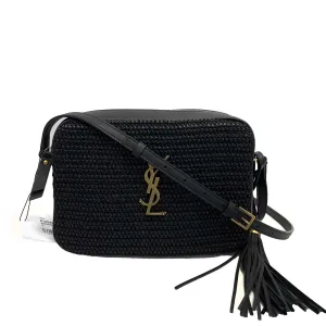 Saint Laurent - Black Raffia Paneled Lou Medium Camera Bag / Crossbody Saint Laurent - Black Raffia Paneled Lou Medium Camera Bag / Crossbody