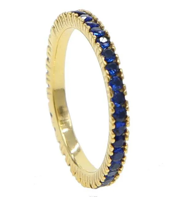Women Stacking Micro Pave Red Blue Green Fashion Finger Jewelry