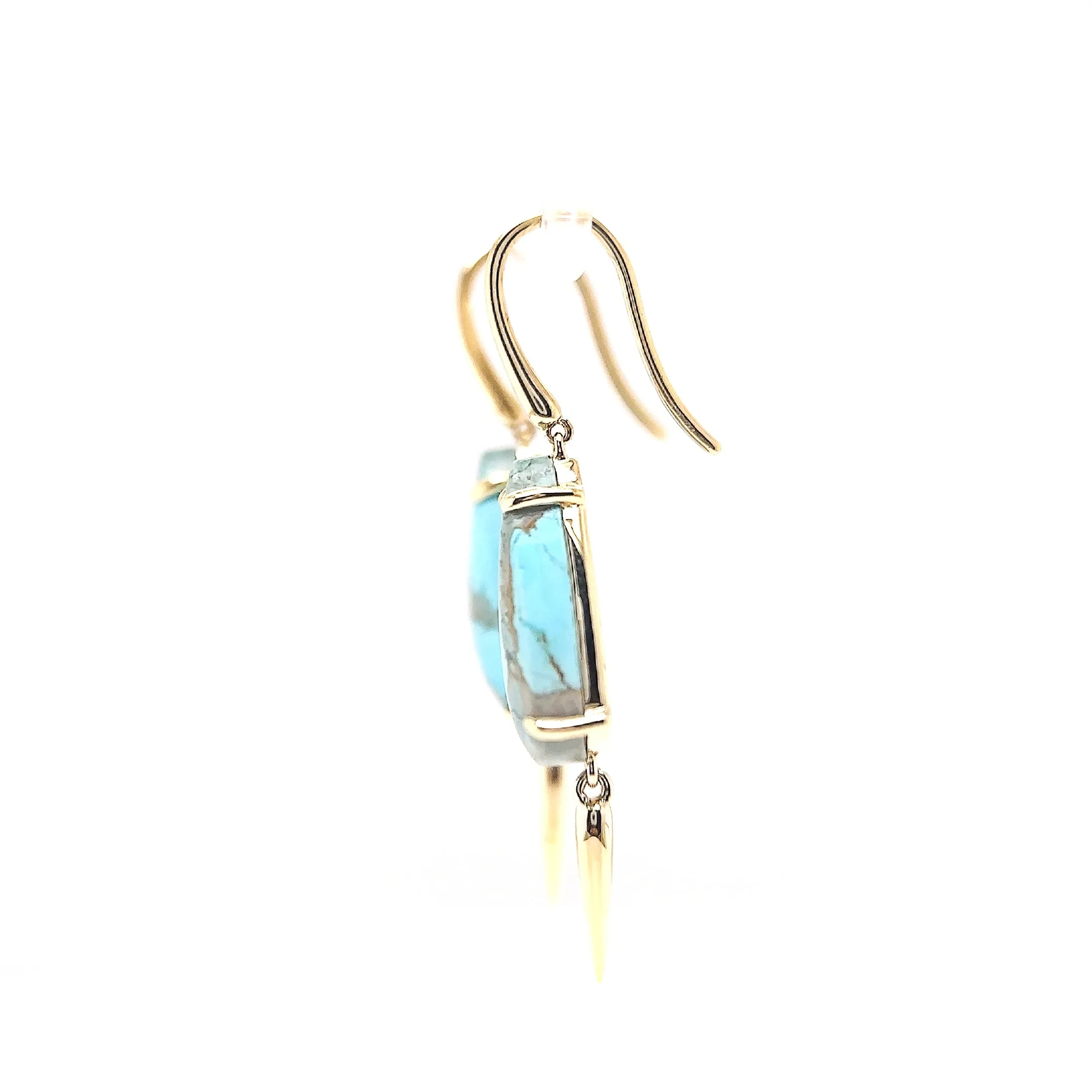 Yellow Gold Australian Turquoise Drop Earrings