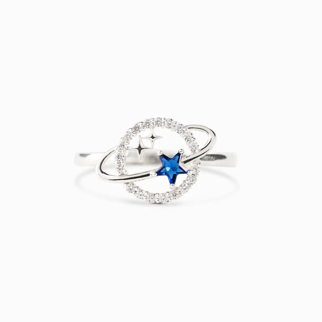 Zircon Crystal Planet Rings With Card For Women Girl Universe Star Engagement Wedding Ring Aesthetic Finger Ring Vintage Jewelry